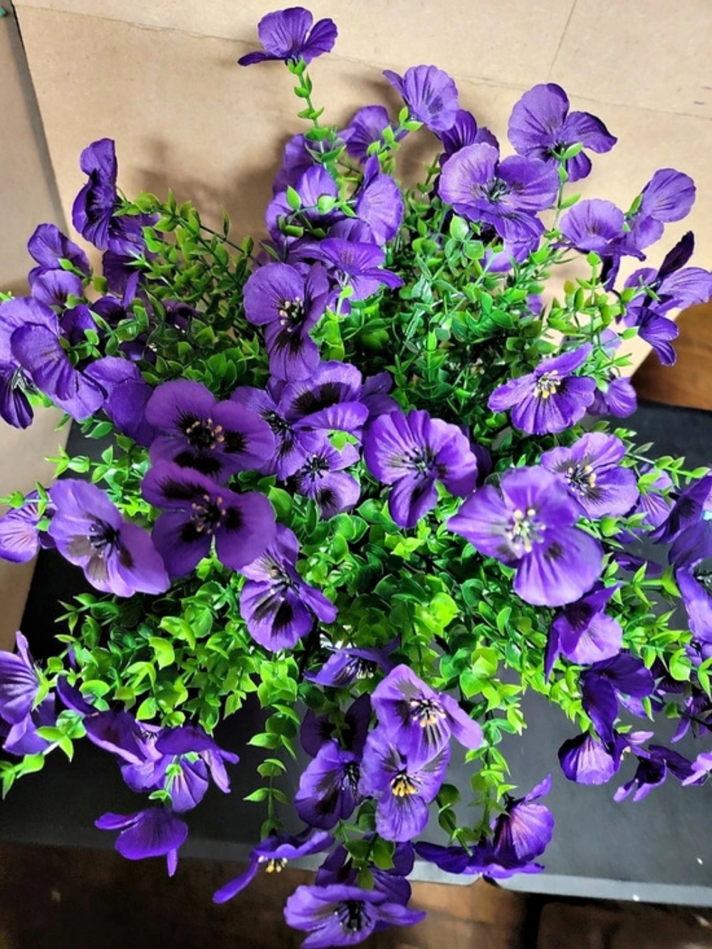 Purple & Green Faux Floral Arrangement